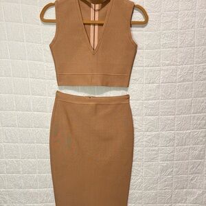 Elegant Tan Women's Skirt Set